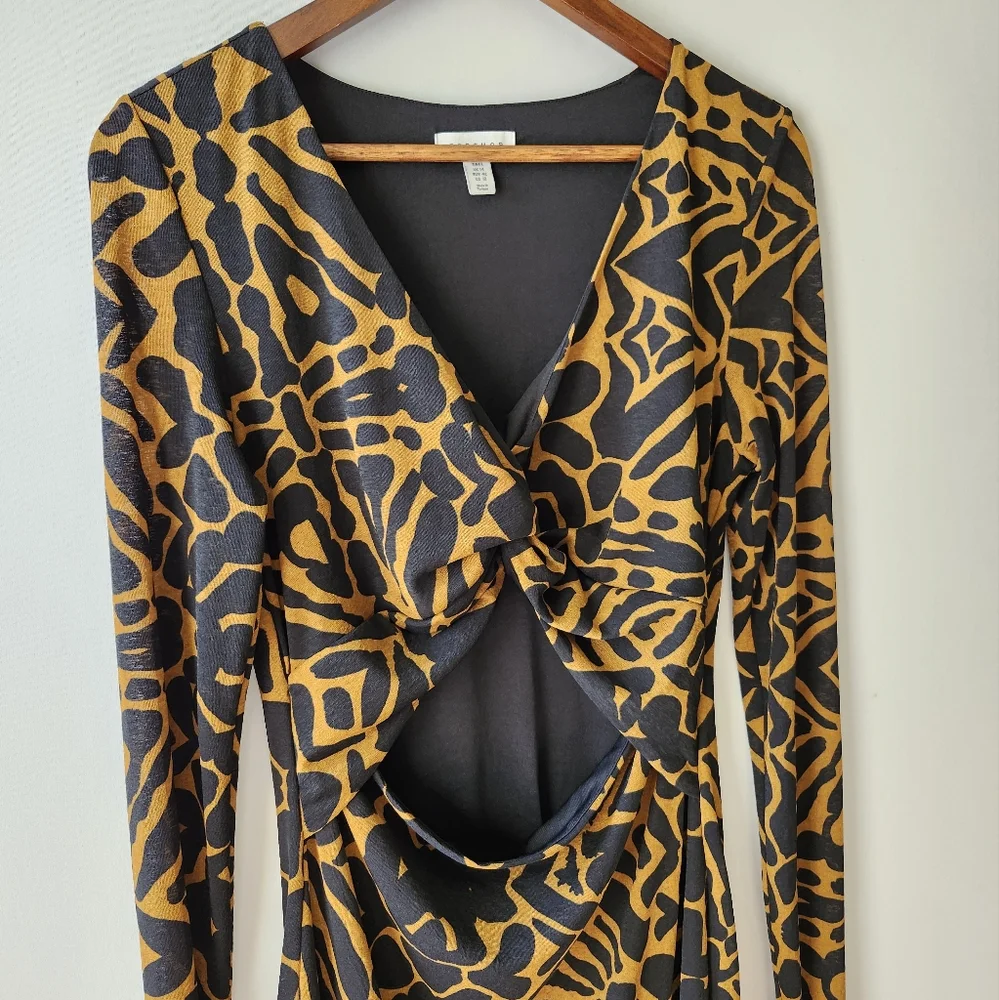 Topshop Twist Front Bold Animal Print Maxi Dress size 10 Tall - Picture 5 of 11